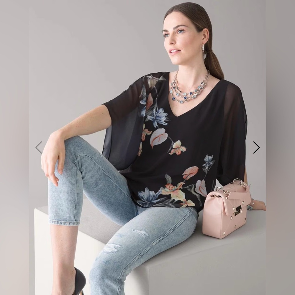 Black Floral Kimono Top